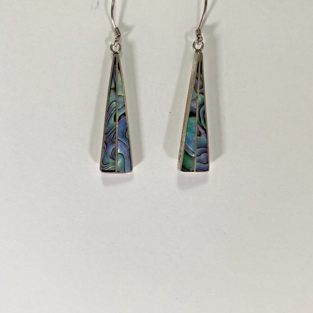 Abalone Dangle Fishhook Earrings - image 4